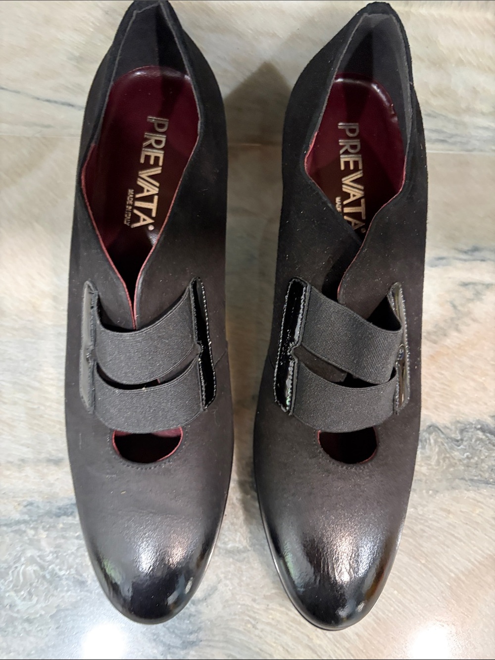 Prevata Black Women's Heeled Pumps with Double Elastic Straps